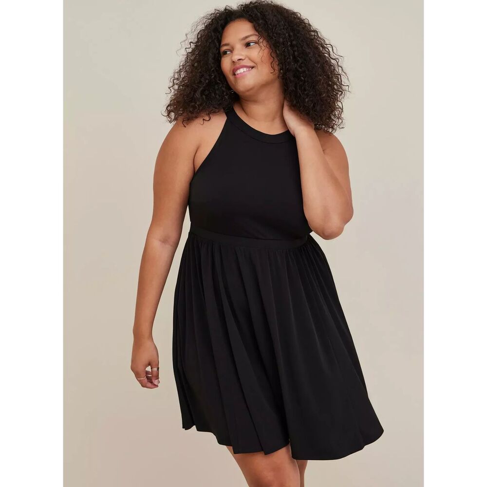Torrid Studio Knit Mini Halter Skater Dress